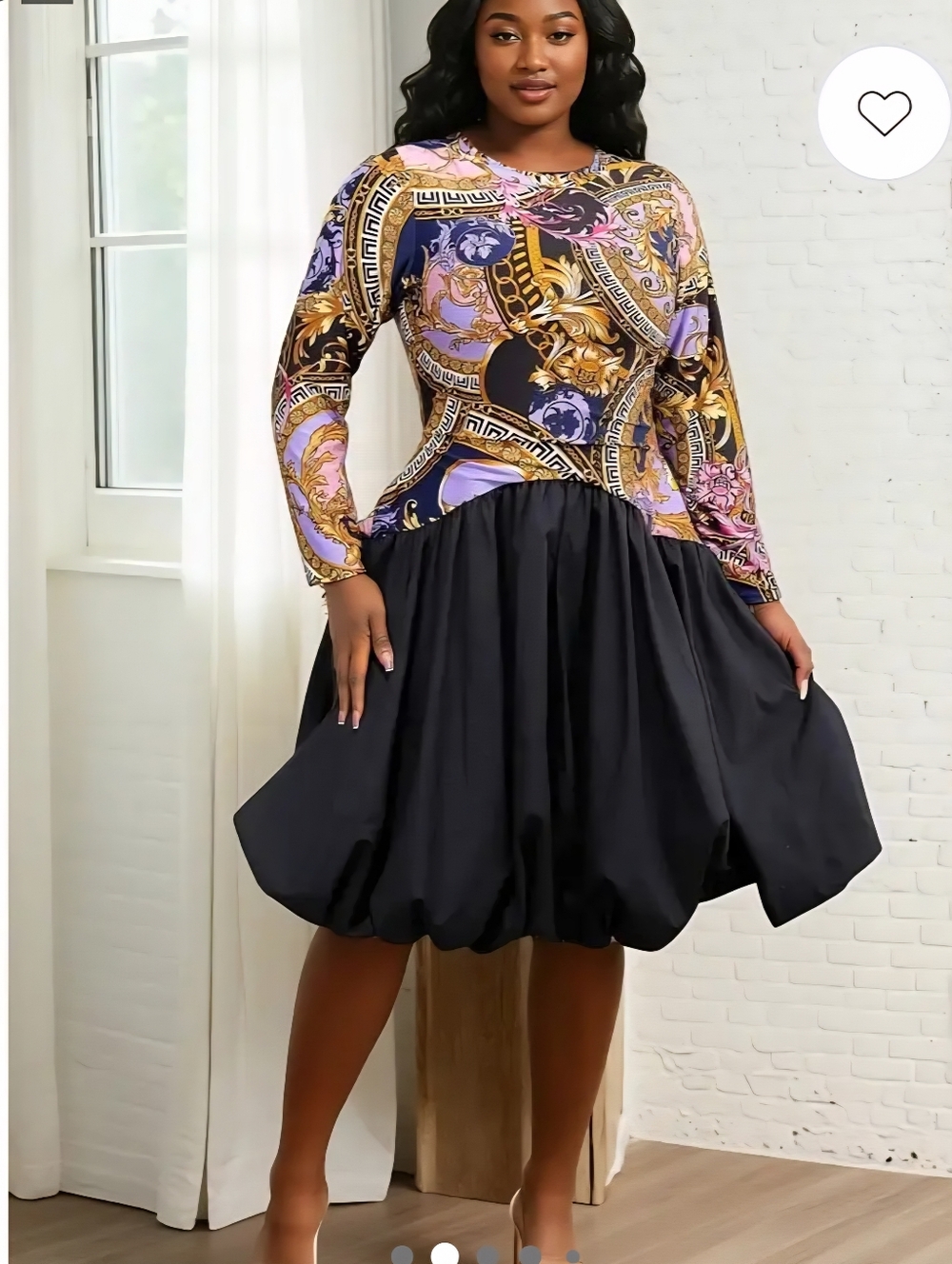 Printed Balloon Bubble Dress